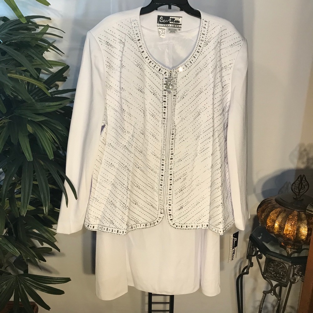 Ben Marc 48306 White 2PC Knit Skirt Set